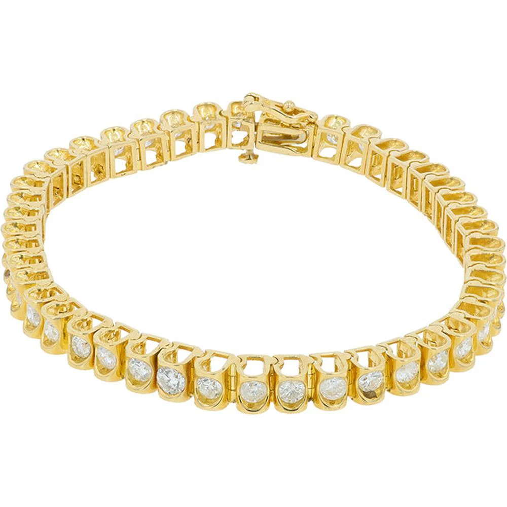 14K Yellow Gold Tennis Bracelet with Prong Set Diamonds - 4.00 Carat Total Diamond Weight - Image 2