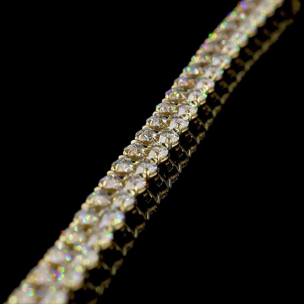 14K Yellow Gold Tennis Bracelet with Prong Set Round and Marquise Lab Diamonds - 15.24 Carats Total Diamond Weight - Covaloro Fine Jewelry - Image 3