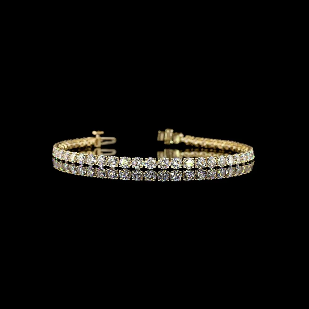14K Yellow Gold Tennis Bracelet with Round and Marquise Cut Lab Diamonds - 6.62 Carat Total Diamond Weight - Covaloro Fine Jewelry