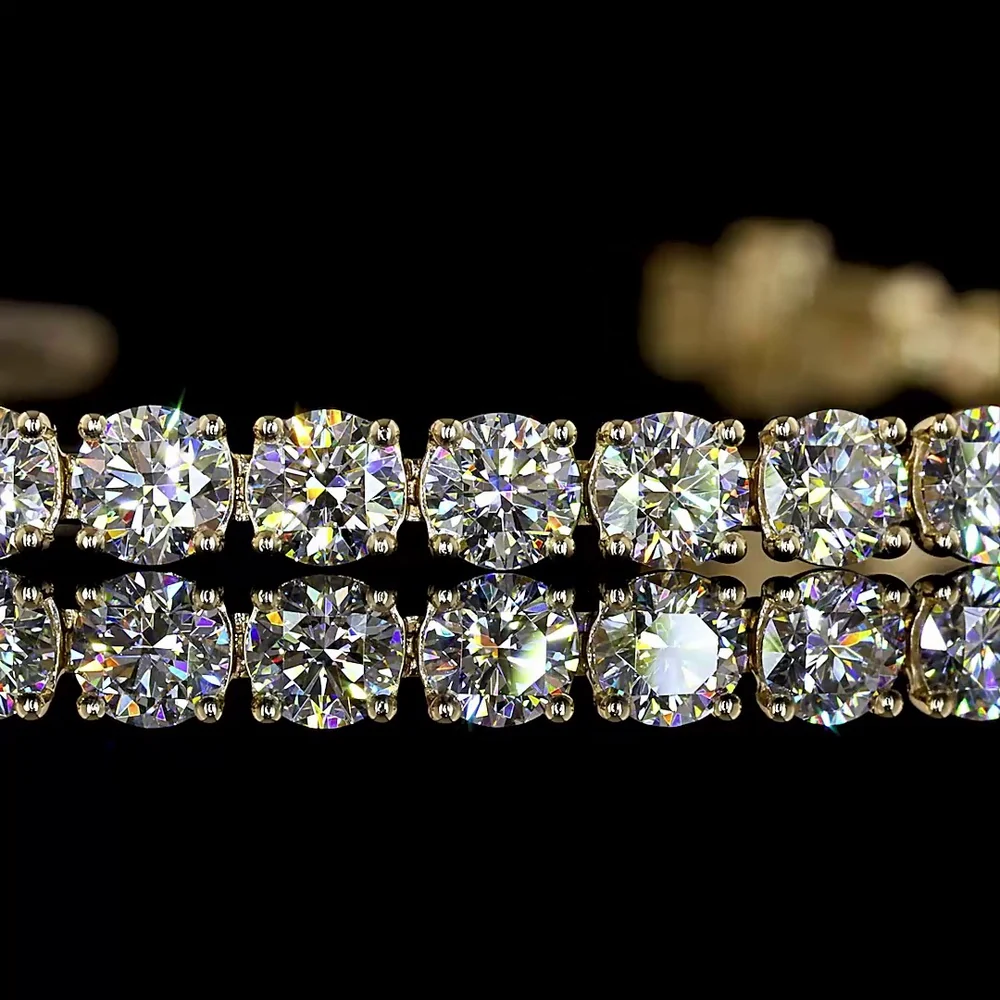 14K Yellow Gold Tennis Bracelet with Round and Marquise Cut Lab Diamonds - 6.62 Carat Total Diamond Weight - Covaloro Fine Jewelry - Image 2