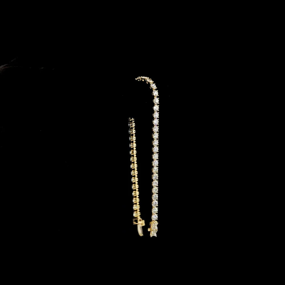 14K Yellow Gold Tennis Bracelet with Round and Marquise Cut Lab Diamonds - 6.62 Carat Total Diamond Weight - Covaloro Fine Jewelry - Image 3
