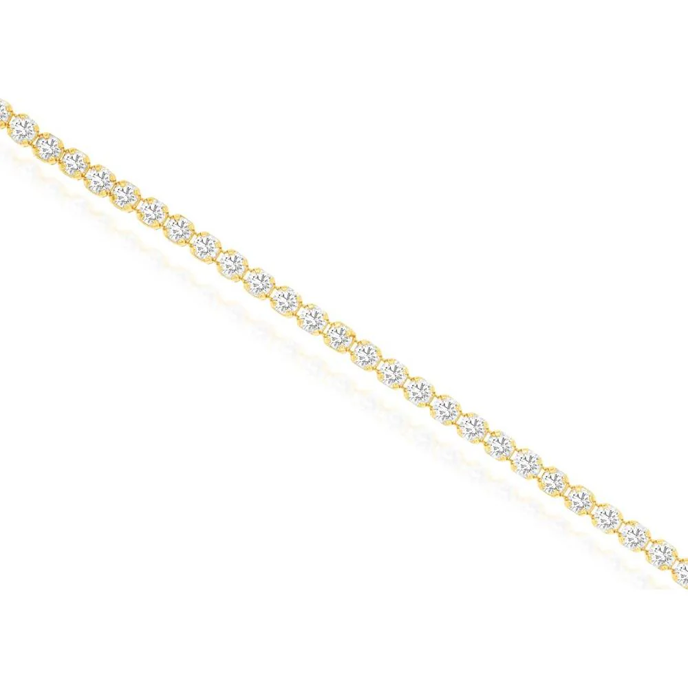 14K Yellow Gold Tennis Bracelet with Round Brilliant Diamonds - 1.20 Carat Total Diamond Weight - Royal Jewelry