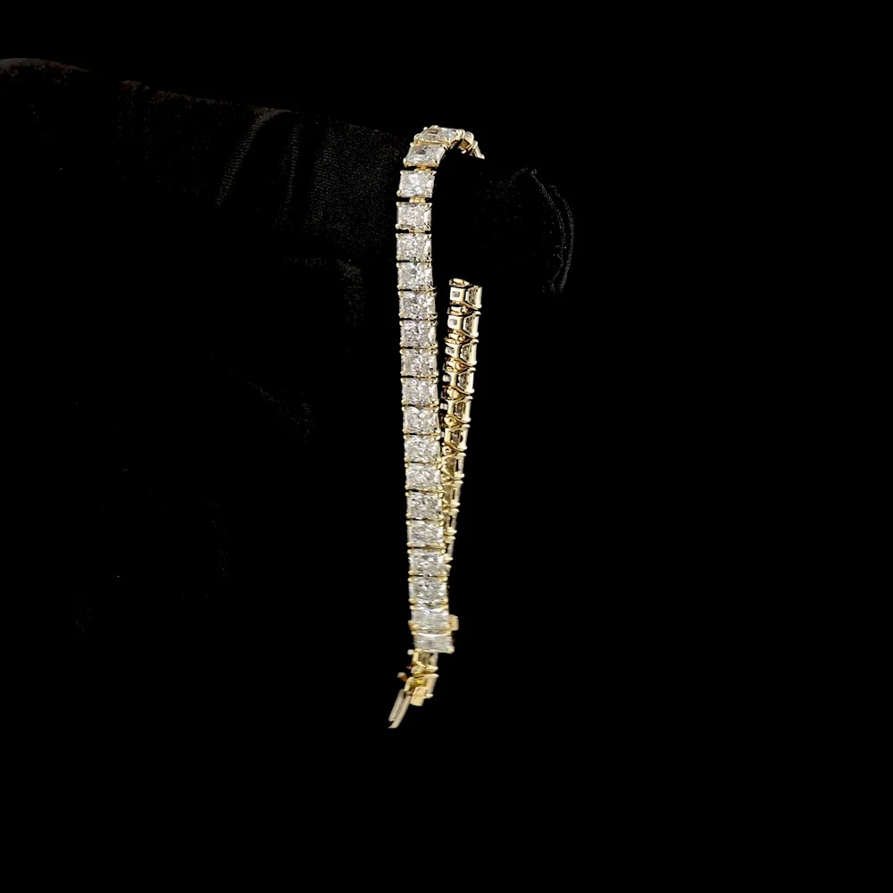 14K Yellow Gold Tennis Bracelet with Three Radiant Cut Lab Diamonds - 1.28 Carats Total Diamond Weight - Covaloro Fine Jewelry - Image 3