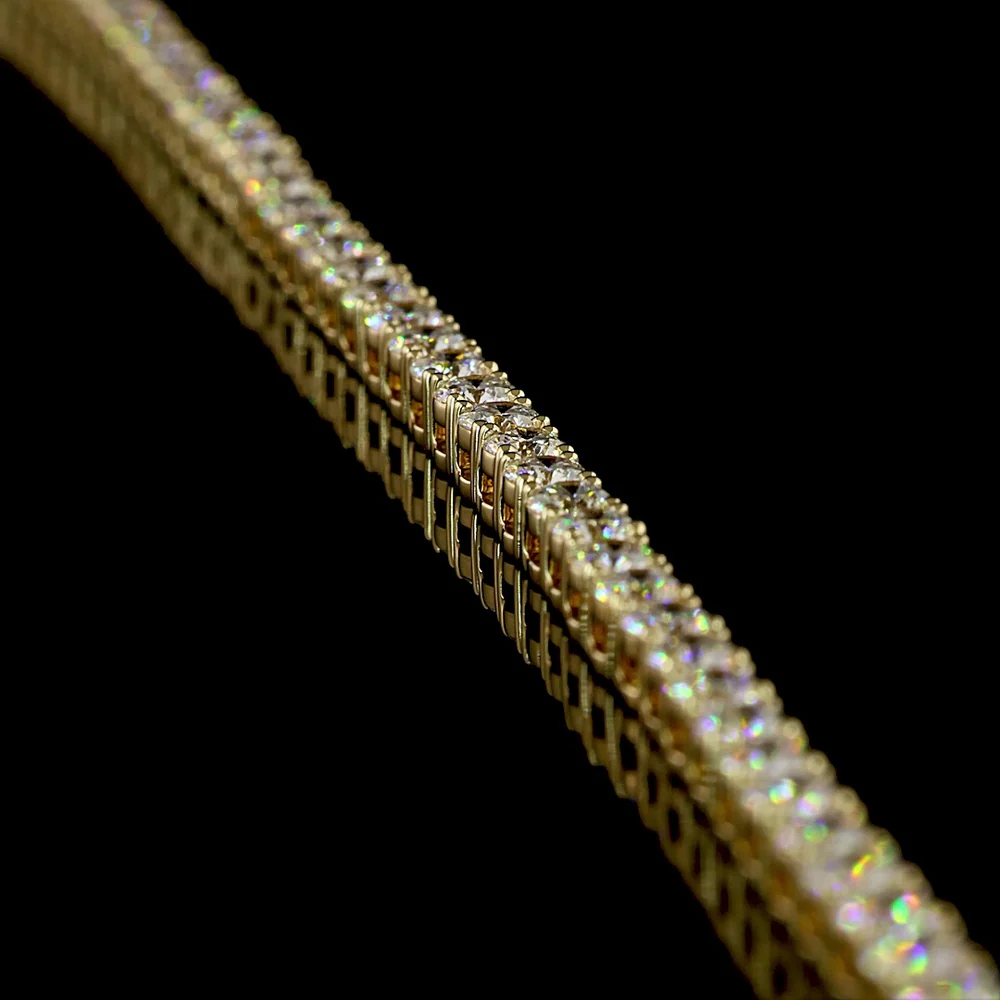 14K Yellow Gold Tennis Necklace with 151 Prong-Set Round Lab Diamonds - 9.96 Carat Total Weight, E-F Color VS1 Clarity - Covaloro Fine Jewelry - Image 3