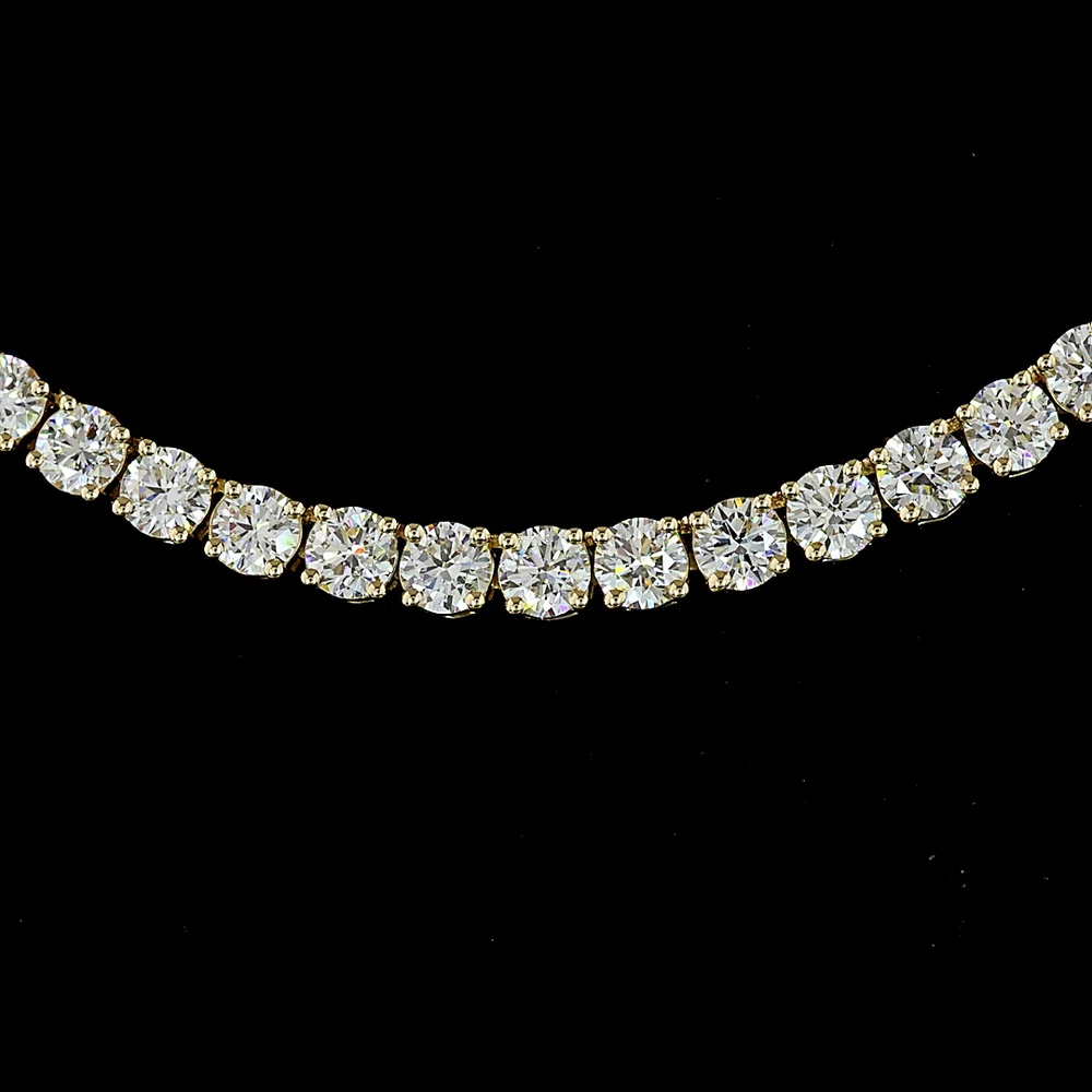 14K Yellow Gold Tennis Necklace with 153 Round Brilliant Lab Diamonds - 9.64 Carat Total Weight, E-F Color VS1 Clarity - Covaloro Fine Jewelry - Image 2