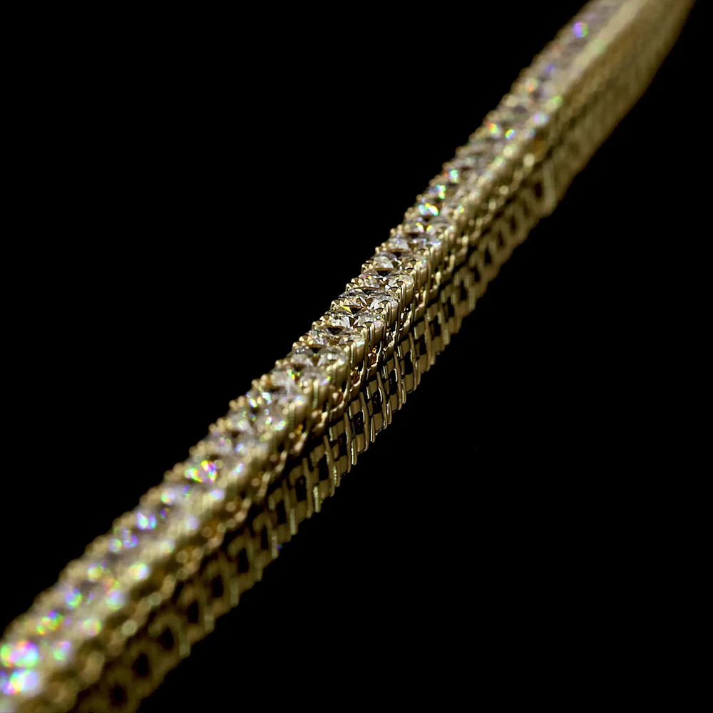 14K Yellow Gold Tennis Necklace with 153 Round Brilliant Lab Diamonds - 9.64 Carat Total Weight, E-F Color VS1 Clarity - Covaloro Fine Jewelry - Image 4