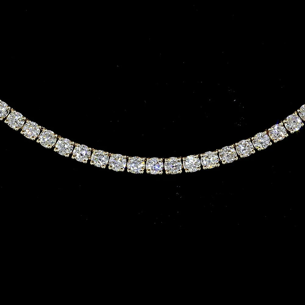 14K Yellow Gold Tennis Necklace with 175 Round Brilliant Cut Lab Diamonds - 4.17 Carat Total Weight, E-F VS1 Clarity - Covaloro Fine Jewelry - Image 2