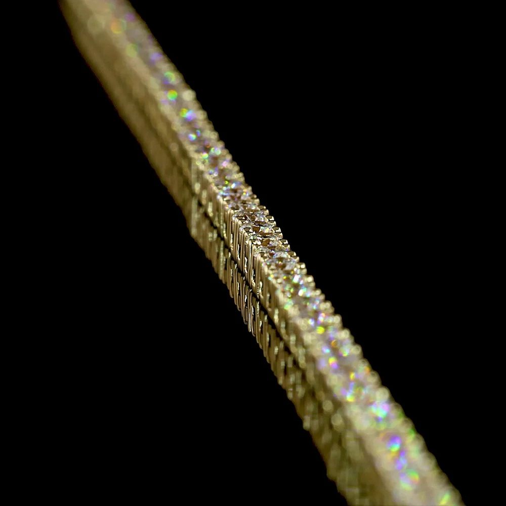14K Yellow Gold Tennis Necklace with 175 Round Brilliant Cut Lab Diamonds - 4.17 Carat Total Weight, E-F VS1 Clarity - Covaloro Fine Jewelry - Image 3