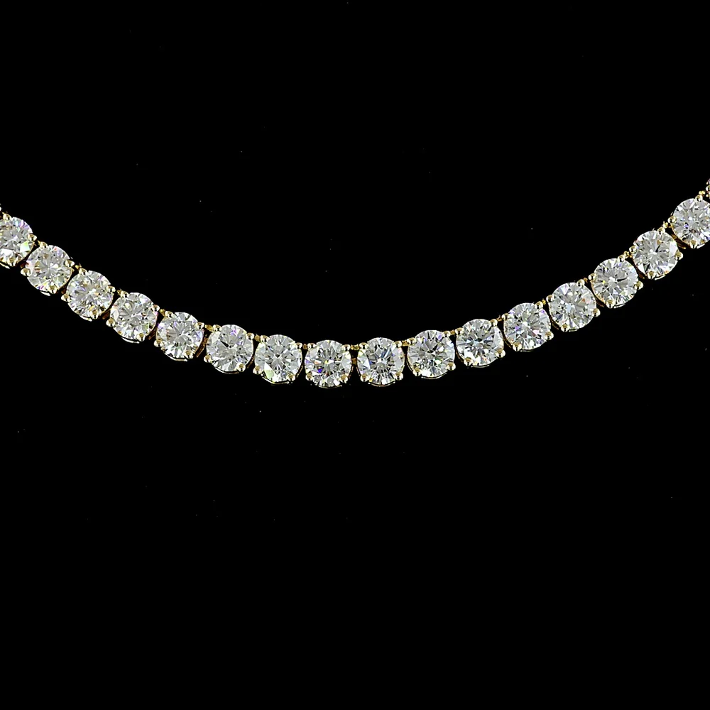 14K Yellow Gold Tennis Necklace with 270 Prong Set Round Lab Diamonds - 21.18 Carats Total Diamond Weight - Covaloro Fine Jewelry - Image 2