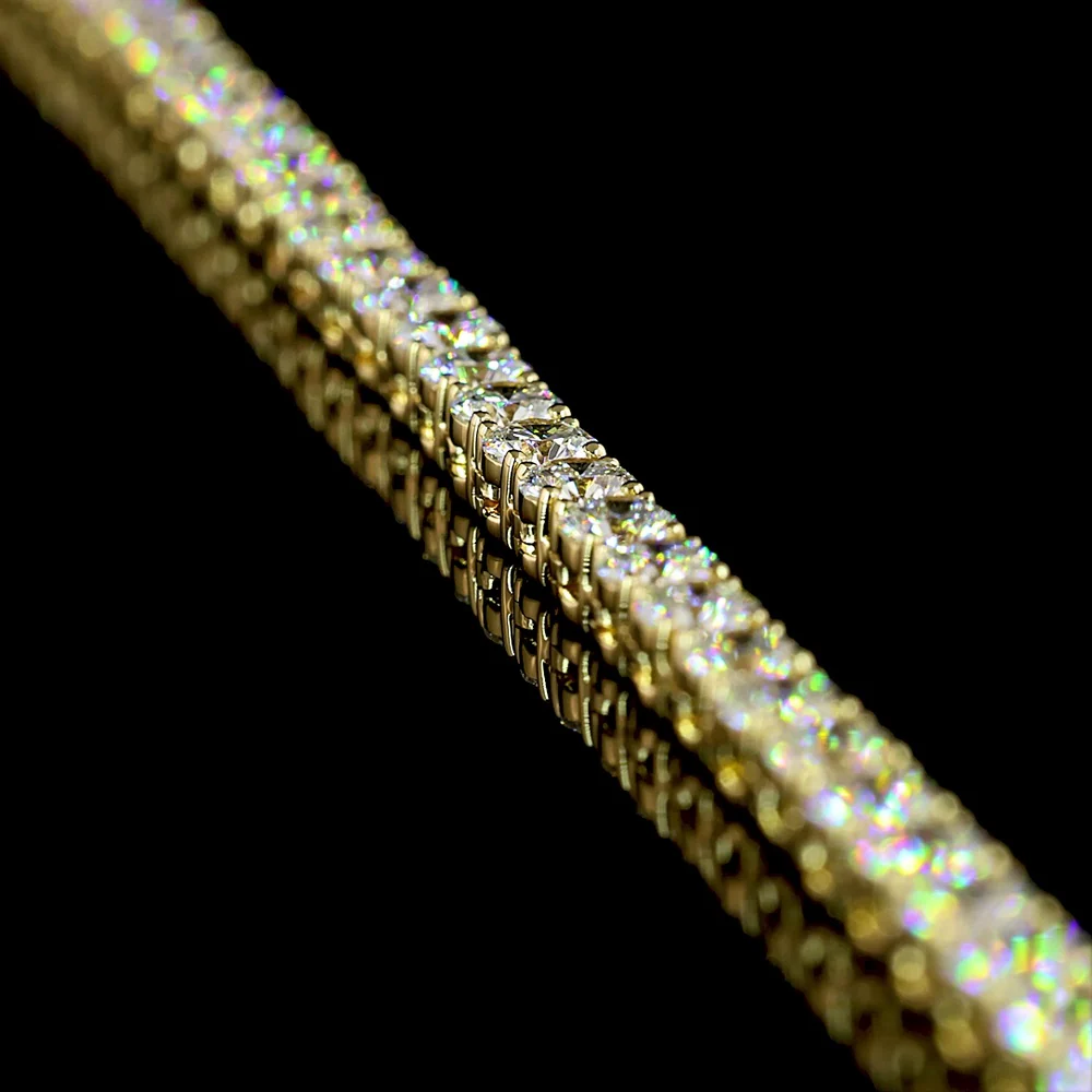 14K Yellow Gold Tennis Necklace with 270 Prong Set Round Lab Diamonds - 21.18 Carats Total Diamond Weight - Covaloro Fine Jewelry - Image 3