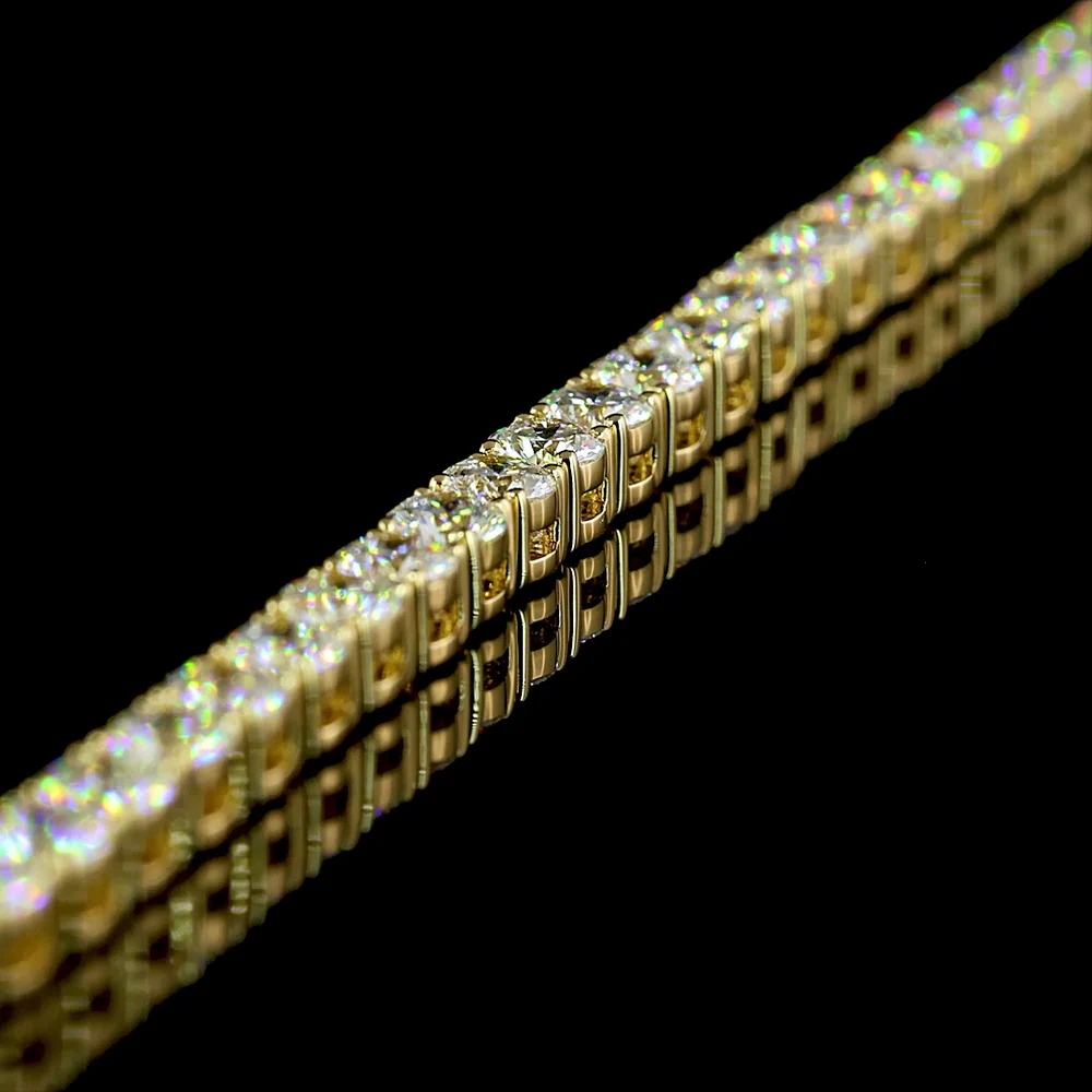 14K Yellow Gold Tennis Necklace with 270 Prong Set Round Lab Diamonds - 21.18 Carats Total Diamond Weight - Covaloro Fine Jewelry - Image 4