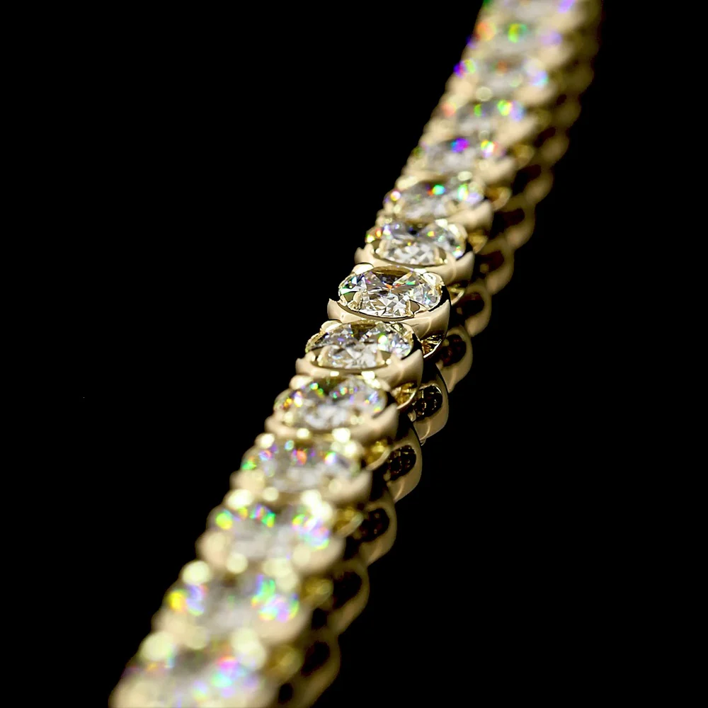 14K Yellow Gold Tennis Necklace with 66 East-West Oval Cut Lab Diamonds - 19.04 Carat Total Weight, E-F Color VS Clarity - Covaloro Fine Jewelry - Image 4