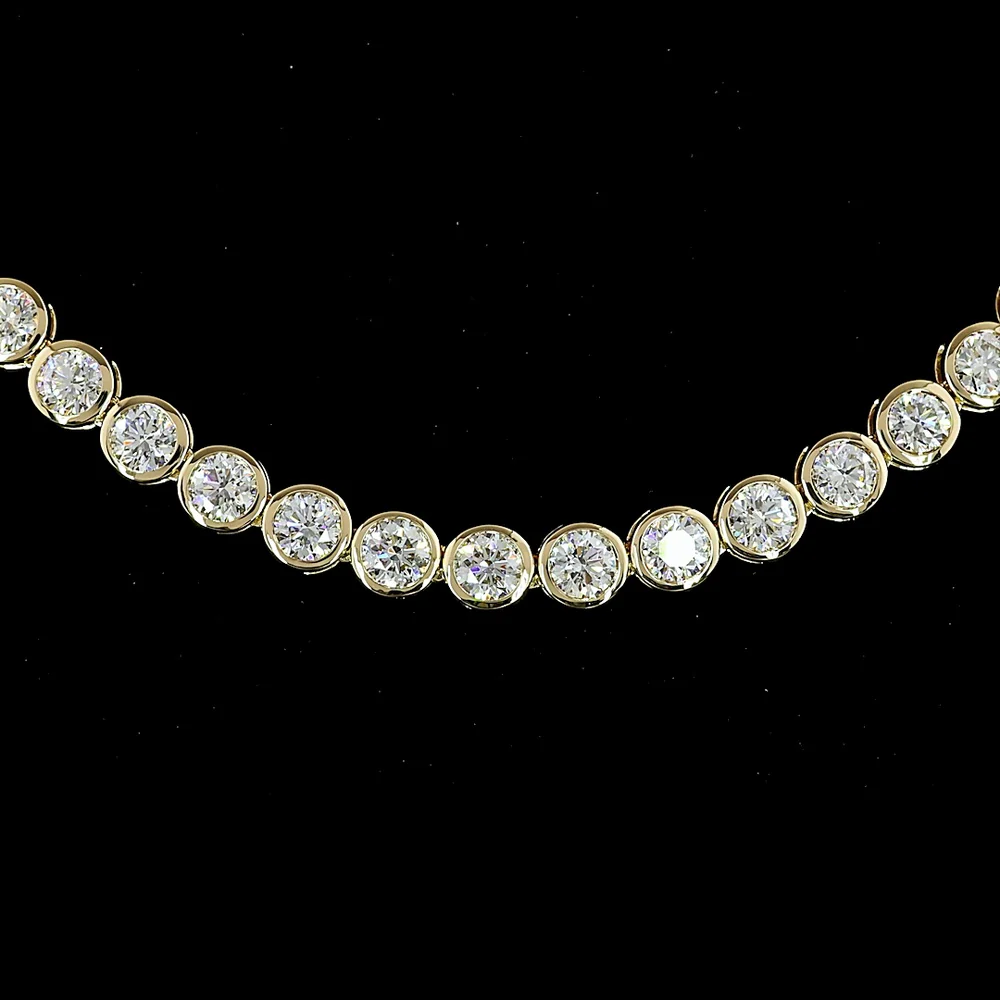14K Yellow Gold Tennis Necklace with Bezel-Set Round Lab Diamonds - 9.76 Carat Total Diamond Weight, E-F VS Quality - Covaloro Fine Jewelry - Image 2