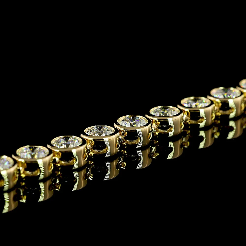 14K Yellow Gold Tennis Necklace with Bezel-Set Round Lab Diamonds - 9.76 Carat Total Diamond Weight, E-F VS Quality - Covaloro Fine Jewelry - Image 4