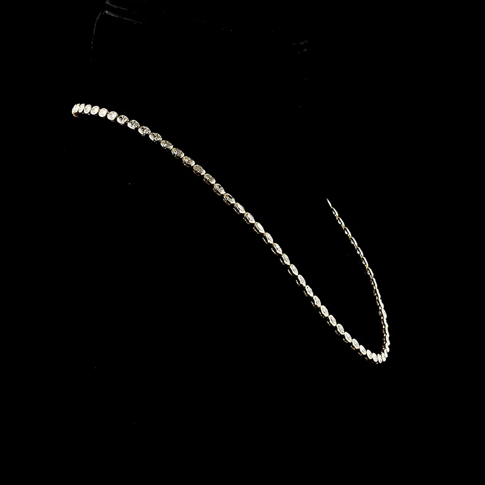 14K Yellow Gold Tennis Necklace with East-West Bezel Set Oval Lab Diamonds - 10.85 Carat Total Weight (E-F VS1) - Covaloro Fine Jewelry - Image 2