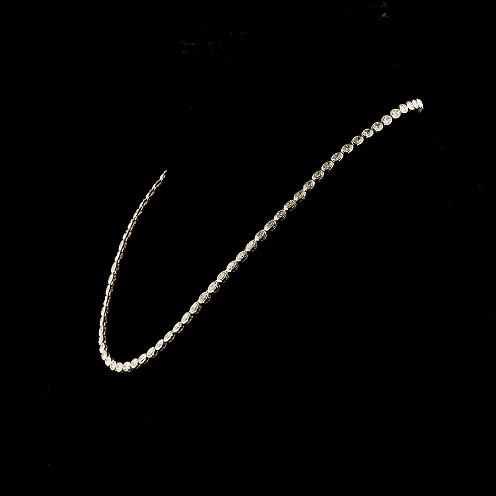 14K Yellow Gold Tennis Necklace with East-West Bezel Set Oval Lab Diamonds - 10.85 Carat Total Weight (E-F VS1) - Covaloro Fine Jewelry - Image 3