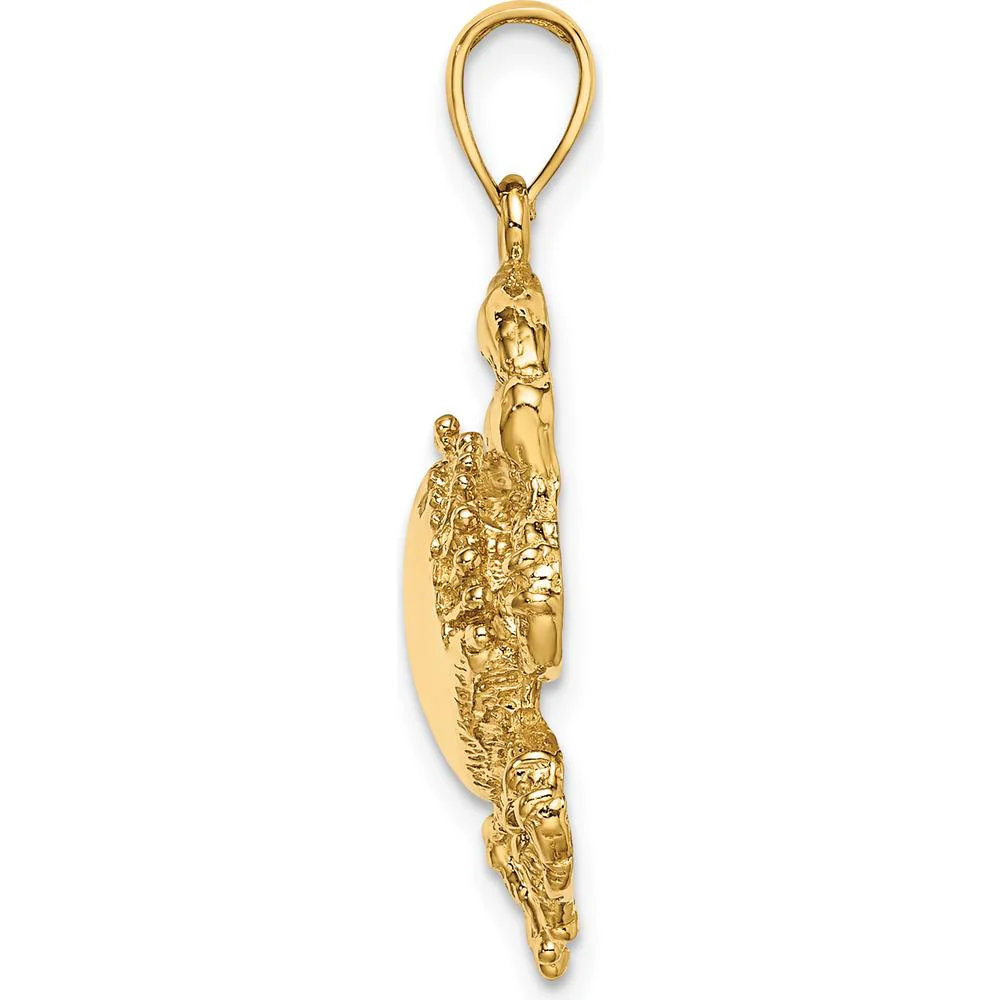 14K Yellow Gold Textured Crab Charm Pendant - 28mm Length by Oro Pregiato - Image 2