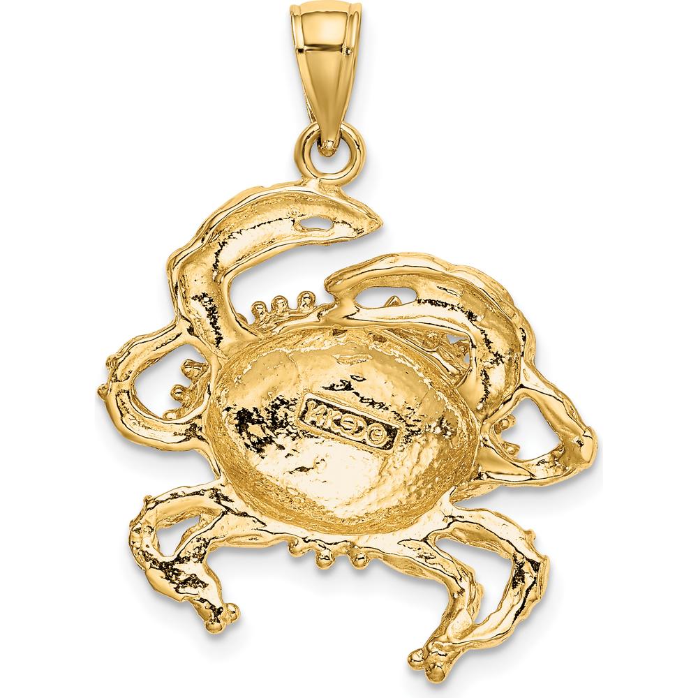 14K Yellow Gold Textured Crab Charm Pendant - 28mm Length by Oro Pregiato - Image 3