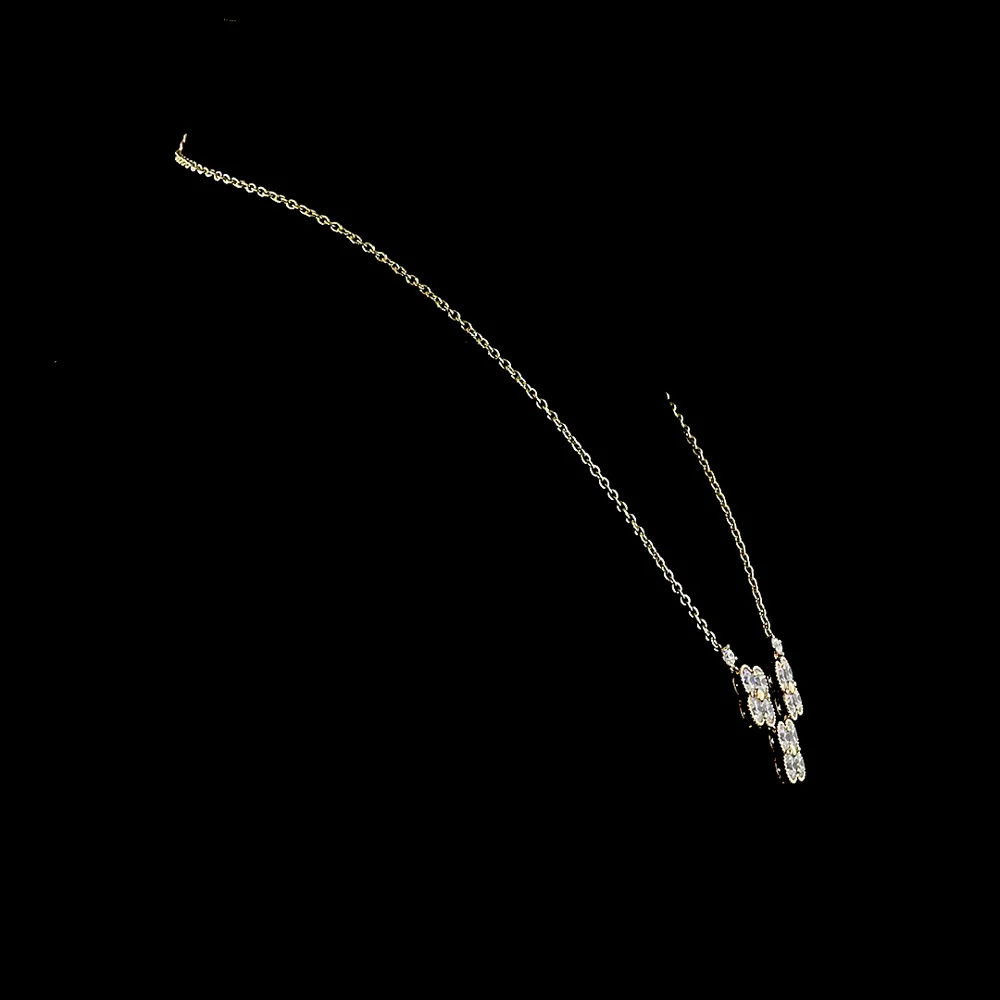 14K Yellow Gold Three-Flower Motif Necklace with Brilliant Round Cut Lab Diamonds - 6.46 Carat Total Diamond Weight - Covaloro Fine Jewelry - Image 2