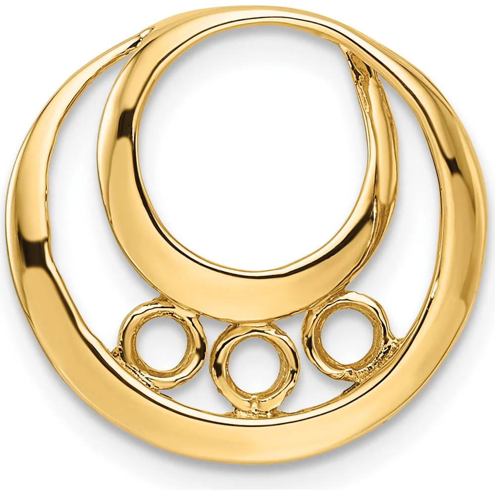 14K Yellow Gold Three-Stone Circle Pendant Slide Mounting - 17mm by Oro Pregiato