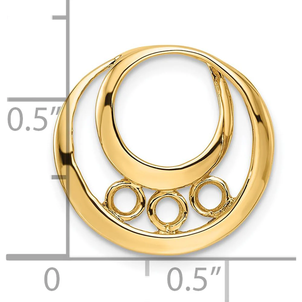 14K Yellow Gold Three-Stone Circle Pendant Slide Mounting - 17mm by Oro Pregiato - Image 3