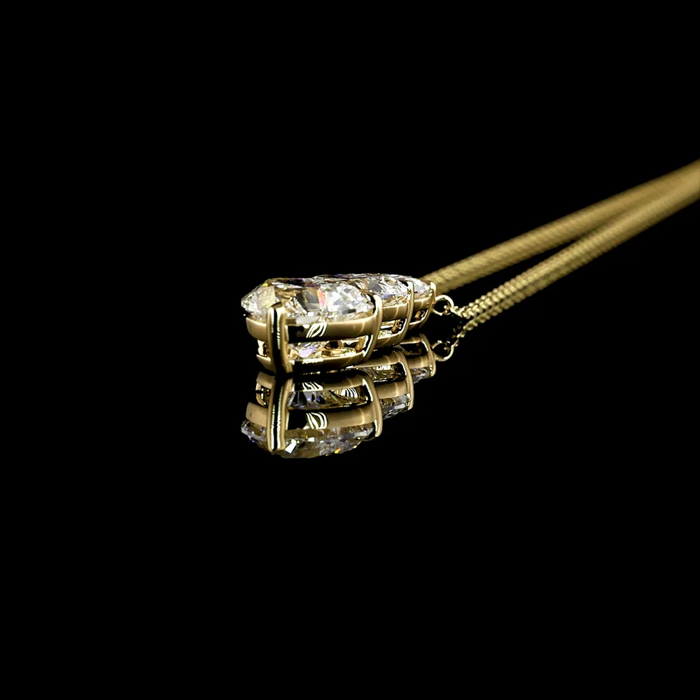 14K Yellow Gold Three-Stone Heart Shape Lab Diamond Pendant - 3.12 Carats Total Diamond Weight - Covaloro Fine Jewelry - Image 3