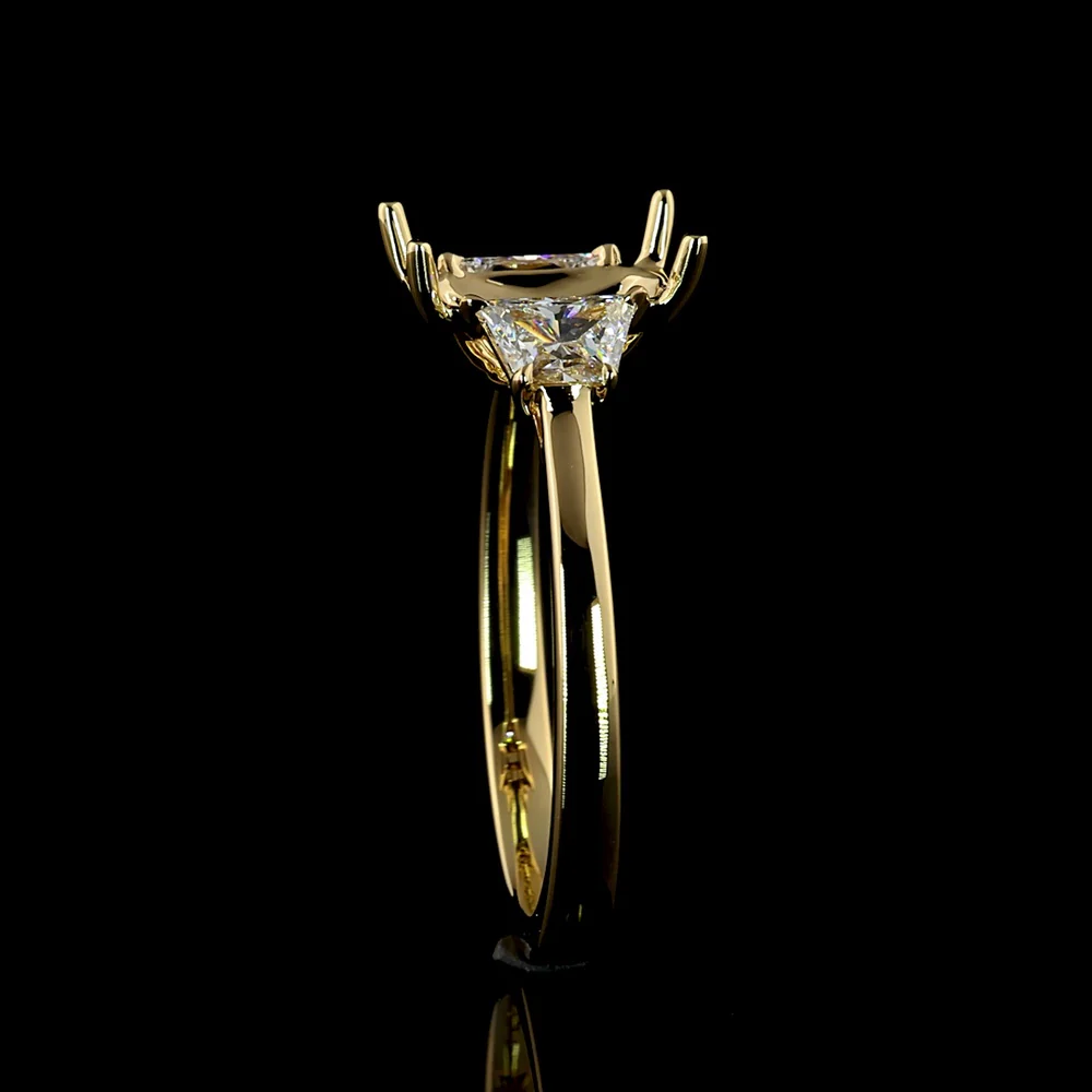 14K Yellow Gold Three Stone Ring with 1.55 Carat Radiant Cut Lab Diamond and Side Stones - 2.09 Carat Total Diamond Weight - Covaloro Fine Jewelry - Image 3