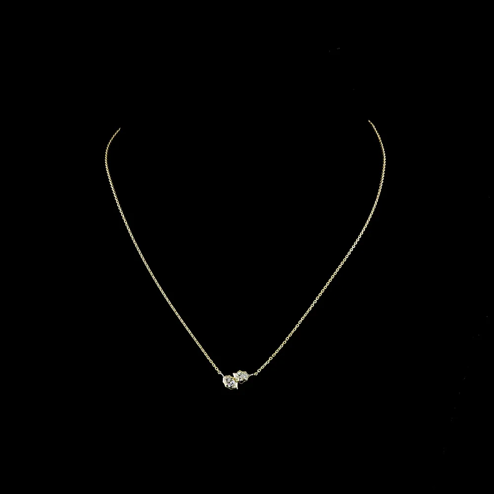 14K Yellow Gold Toi et Moi Pendant with Inclined Marquise and Pear Cut Lab Diamonds - 0.40 Carat Total Diamond Weight - Covaloro Fine Jewelry