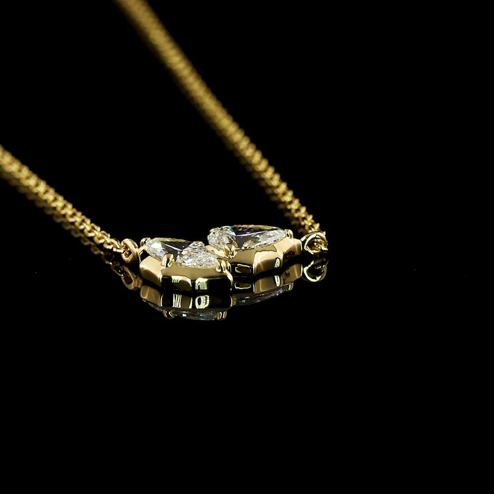 14K Yellow Gold Toi et Moi Pendant with Pear Shape and Marquise Cut Lab Grown Diamonds - 0.40 Carat Total Weight E-F VS - Covaloro Fine Jewelry - Image 3