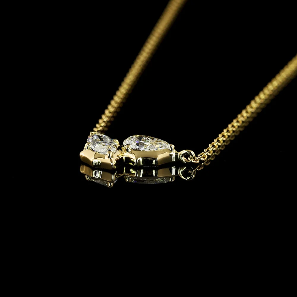 14K Yellow Gold Toi et Moi Pendant with Pear Shape and Marquise Cut Lab Grown Diamonds - 0.40 Carat Total Weight E-F VS - Covaloro Fine Jewelry - Image 4