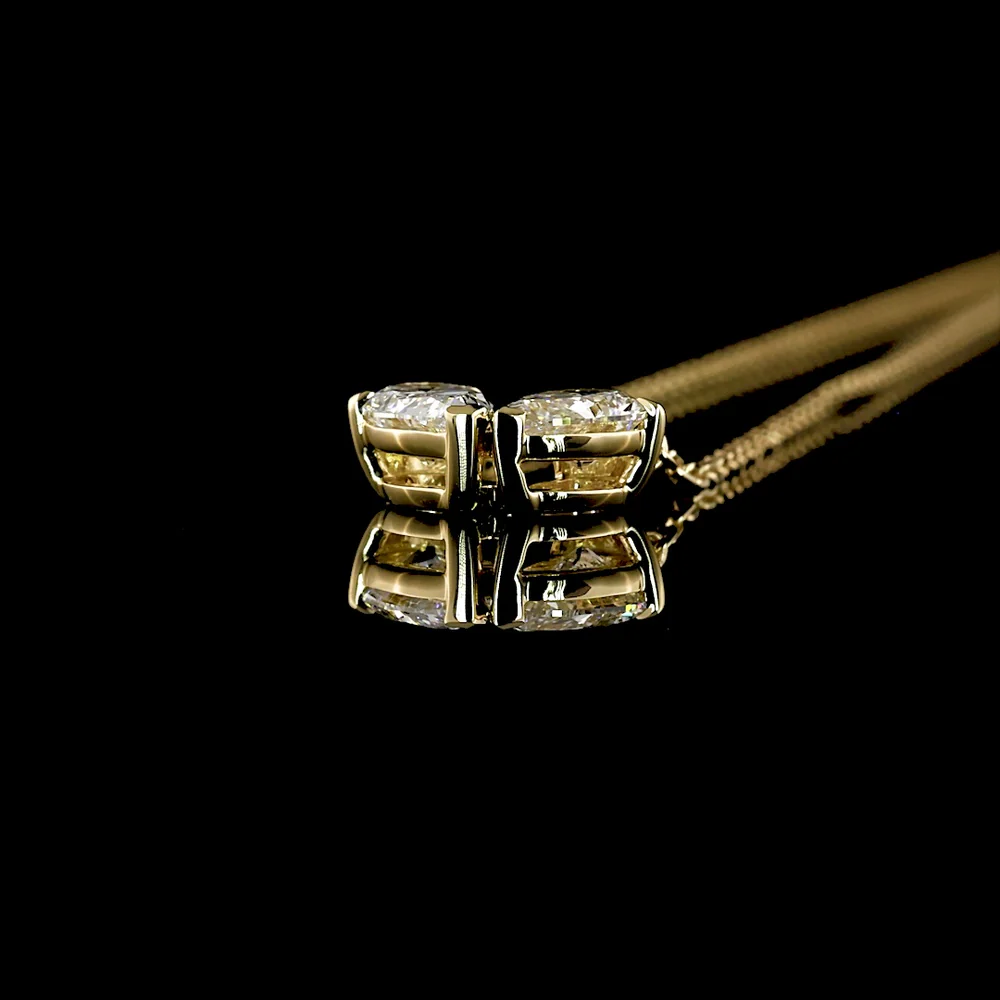14K Yellow Gold Toi et Moi Pendant with Pear Shape Lab Grown Diamonds - 0.62 Carat Total Diamond Weight - Covaloro Fine Jewelry - Image 3