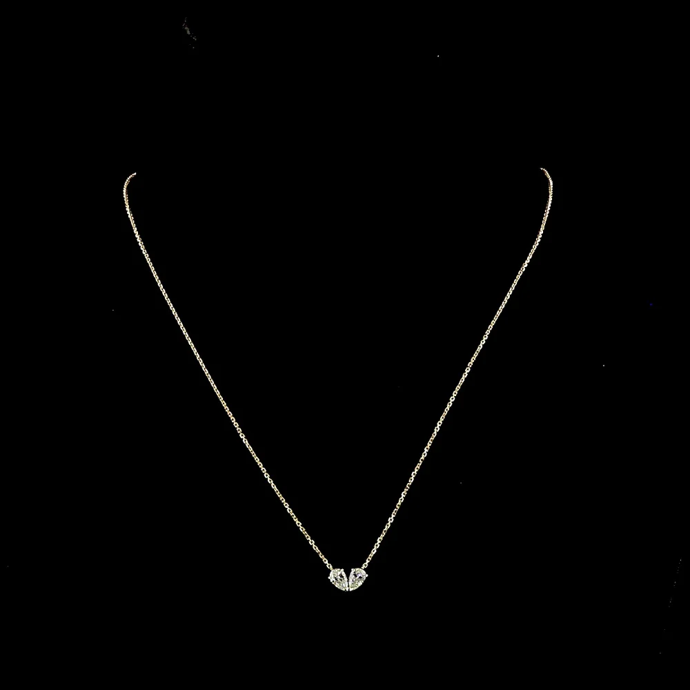 14K Yellow Gold Toi et Moi Pendant with Pear Shape Lab Grown Diamonds - 0.62 Carat Total Diamond Weight - Covaloro Fine Jewelry - Image 4