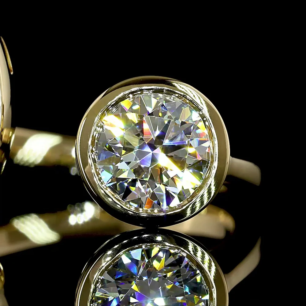 14K Yellow Gold Toi et Moi Ring with Pear Shape Fancy Yellow Lab Diamond and Round Brilliant White Diamond - 2.51 Carat Total Weight, IGI Certified - Covaloro Fine Jewelry - Image 2
