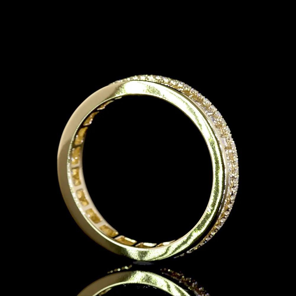 14K Yellow Gold Triple Row Eternity Band with Channel Set Baguette and Round Lab Diamonds - 0.97 Carat Total Diamond Weight - Covaloro Fine Jewelry - Image 3