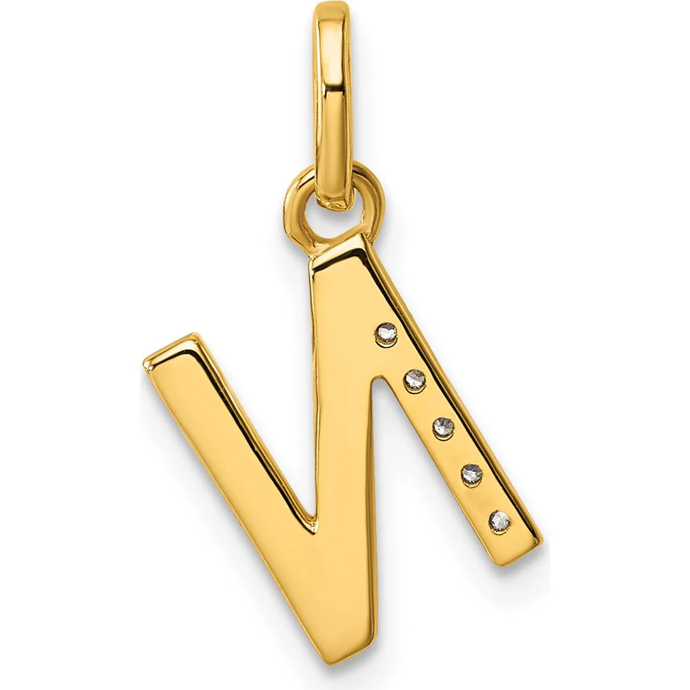 14K Yellow Gold Twisted Diamond Initial "N" Charm - 0.05 Carat Total Diamond Weight by Oro Pregiato - Image 3