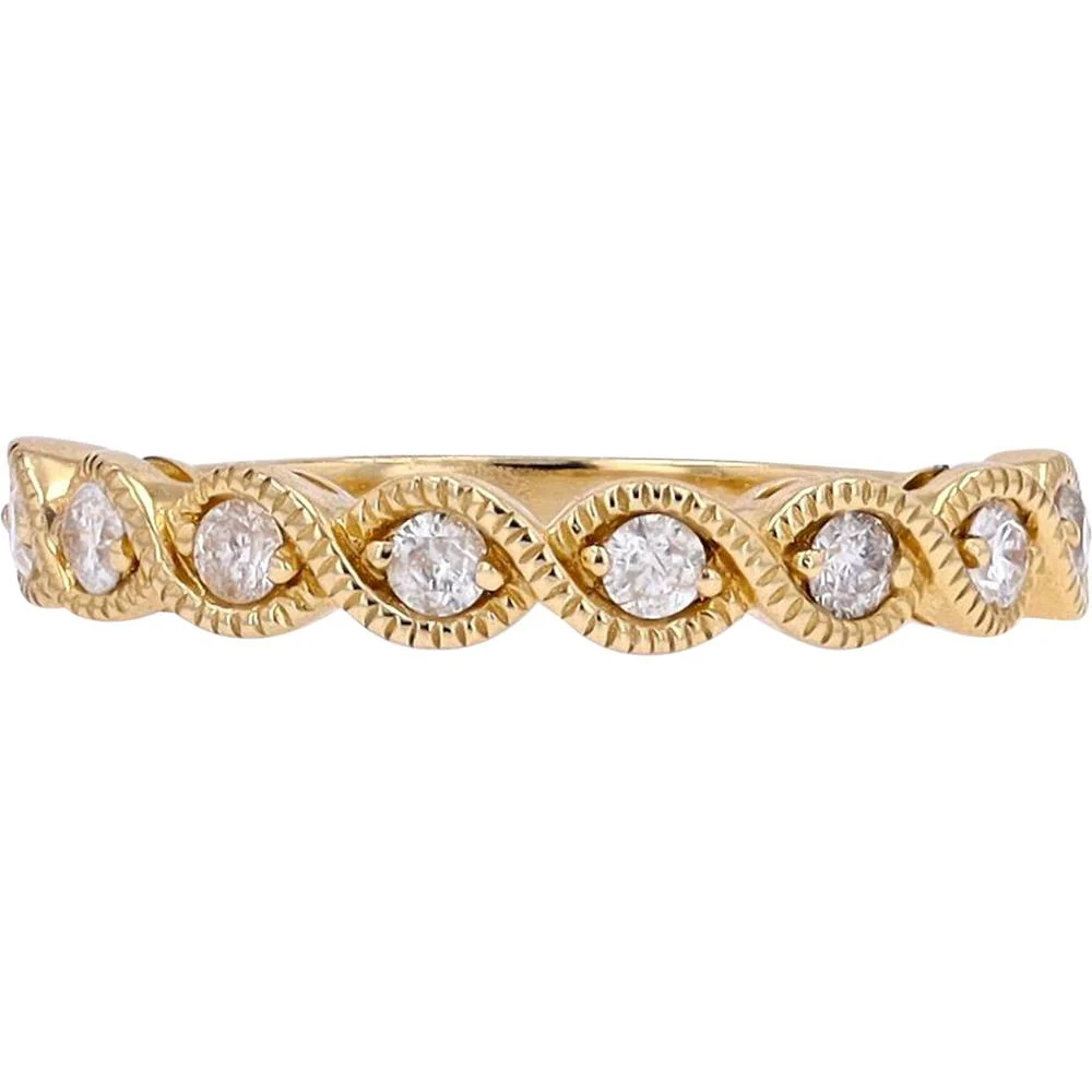 14K Yellow Gold Twisted Diamond Stackable Band - 0.25 Carat Total Diamond Weight