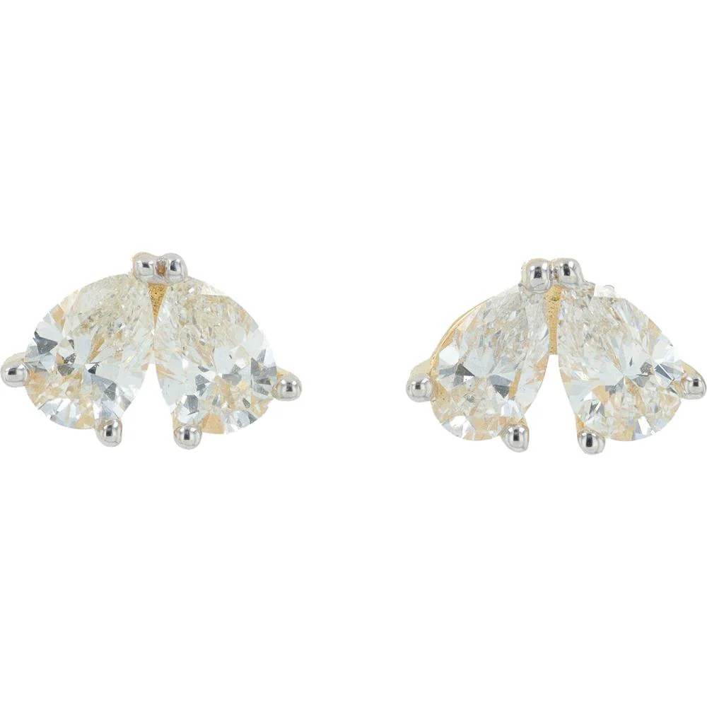 14K Yellow Gold Two - Stone Lab Grown Diamond Stud Earrings - 1.00 Carat Total Diamond Weight