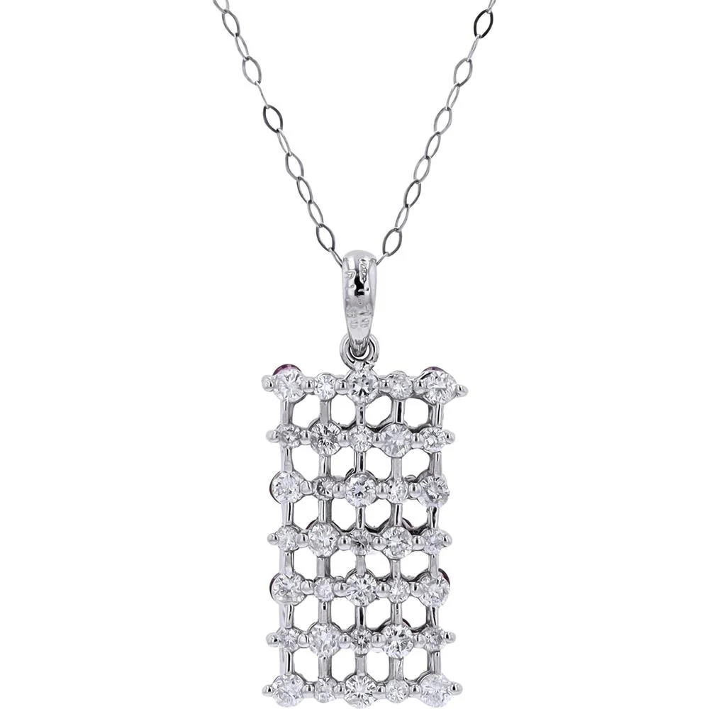 18" Platinum Diamond & Ruby Reversible Pendant - 1.10 Carat Ruby, 1.30 Carat Diamonds - Image 2