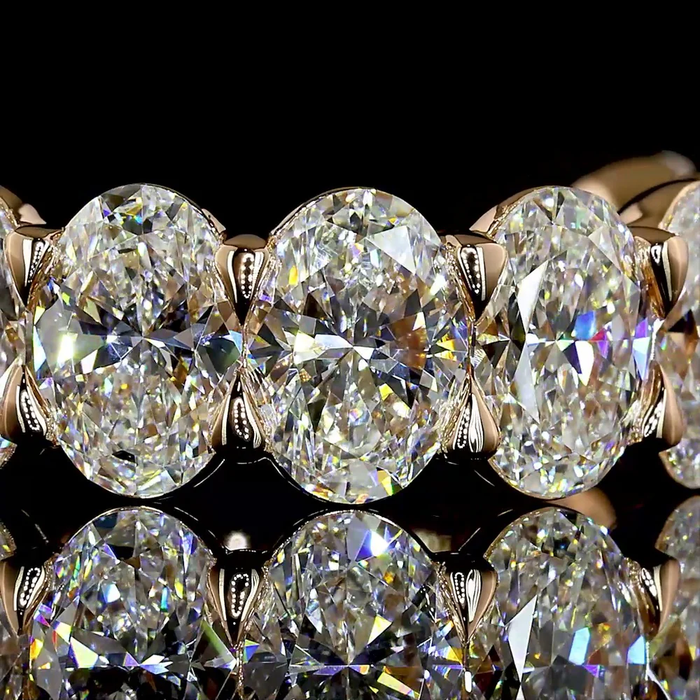 18K Rose Gold 3/4 Eternity Band with 11 North-South Prong Set Oval Cut Lab Diamonds - 4.63 Carat Total Weight, E-F Color VS1 Clarity - Covaloro Fine Jewelry - Image 2