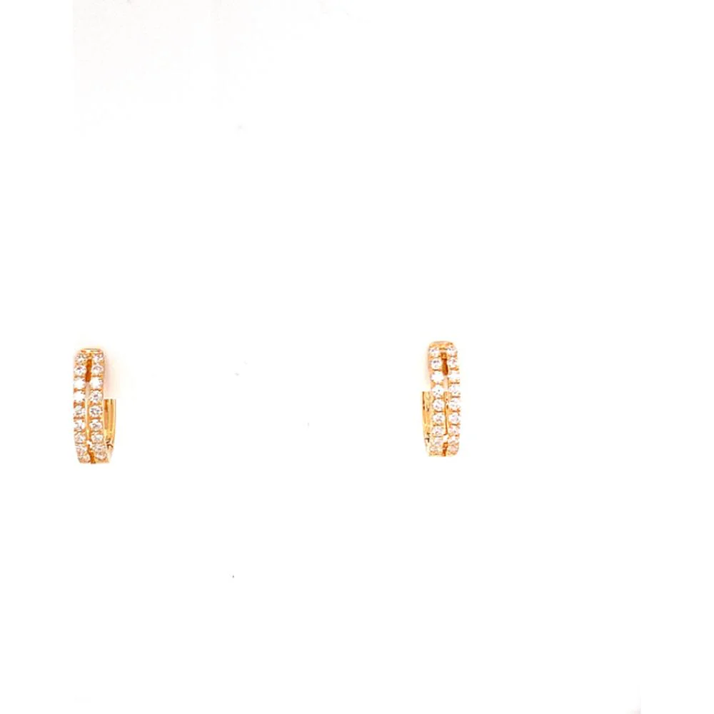 18K Rose Gold Diamond Huggie Hoop Earrings with Round Diamonds by Afarin
