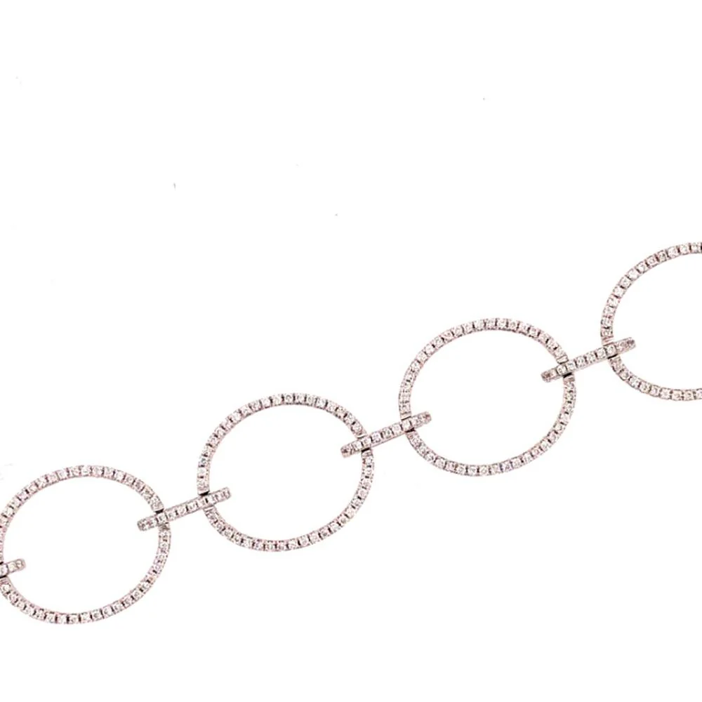 18K Rose Gold Diamond Open Circle Link Bracelet by Afarin