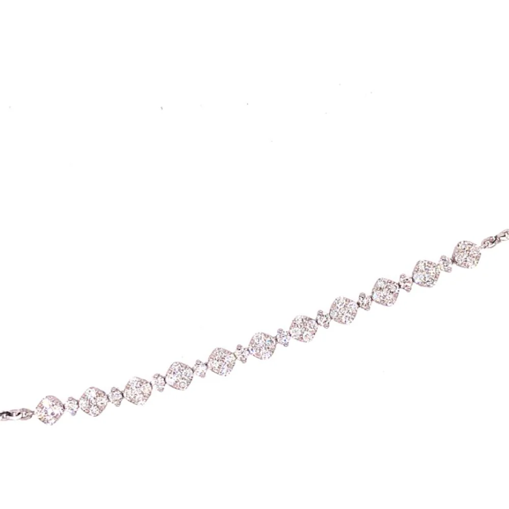 18K Rose Gold Diamond Tennis Bracelet with Alternating Cushion-Shaped and Round Diamond Links by Afarin
