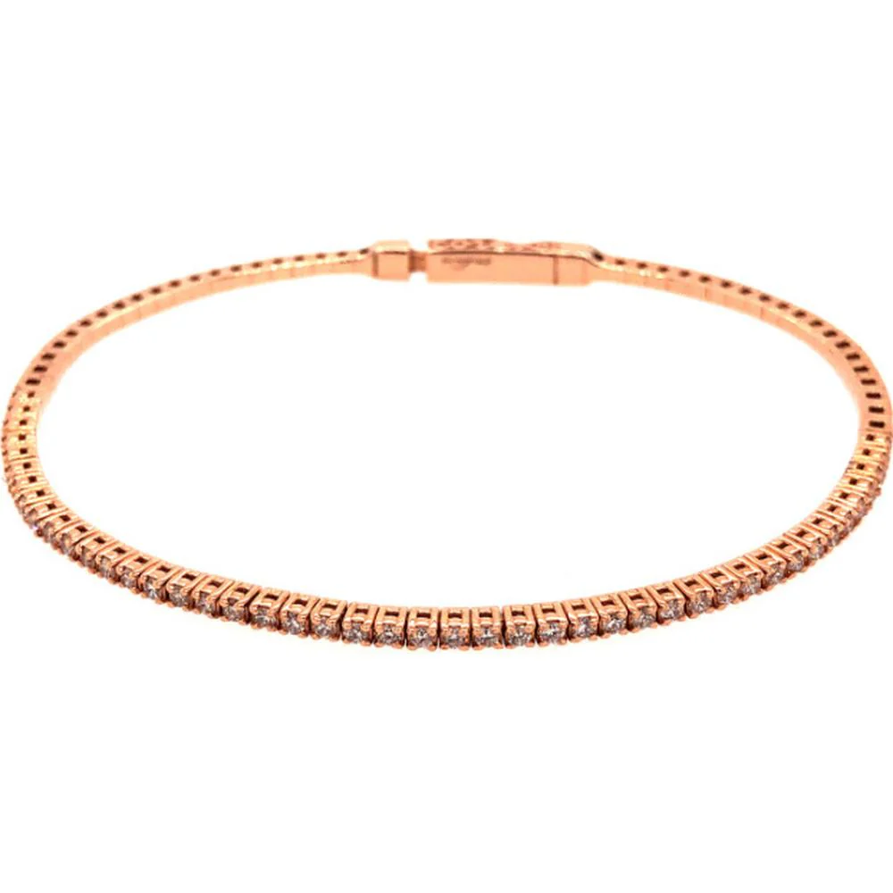 18K Rose Gold Diamond Tennis-Style Bangle Bracelet by Afarin
