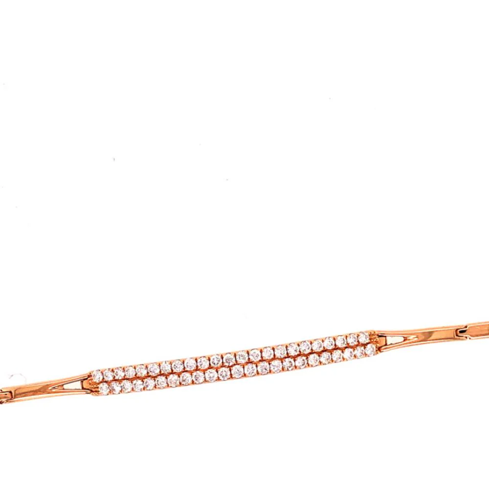 18K Rose Gold Double-Row Round Diamond Bar Bracelet by Afarin