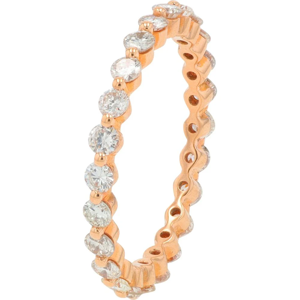 18K Rose Gold Eternity Band with Prong Set Round Diamonds - 0.94 Carat Total Diamond Weight