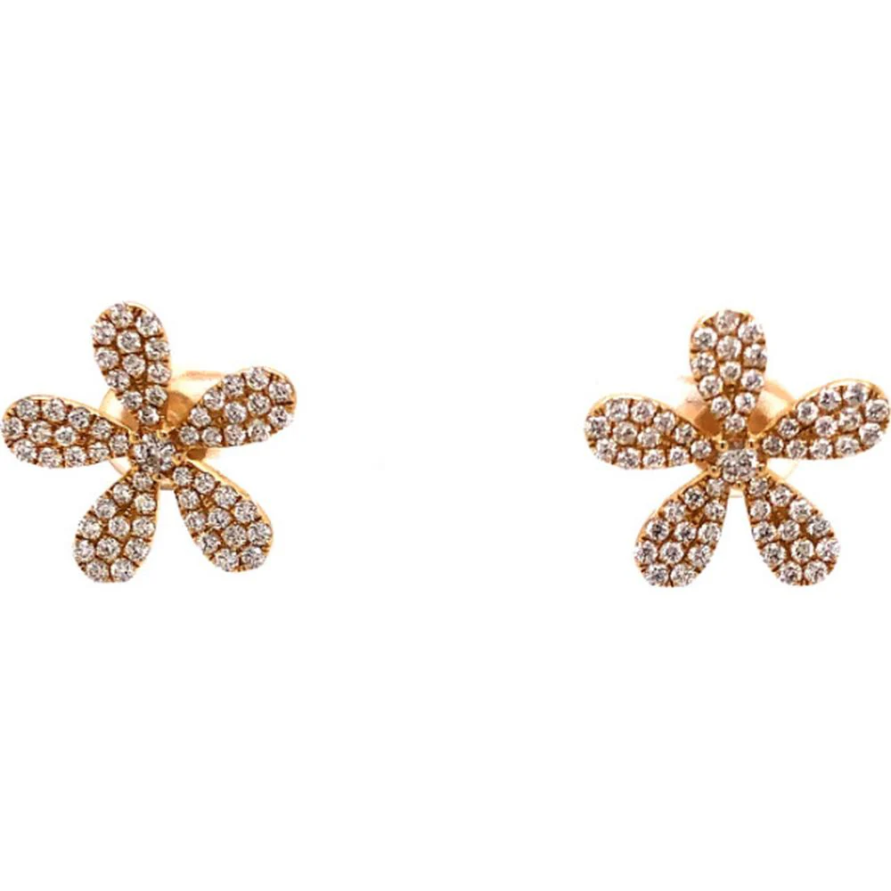 18K Rose Gold Floral Diamond Stud Earrings by Afarin