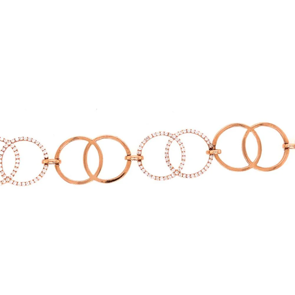 18K Rose Gold Interlocking Circle Diamond Bracelet by Afarin