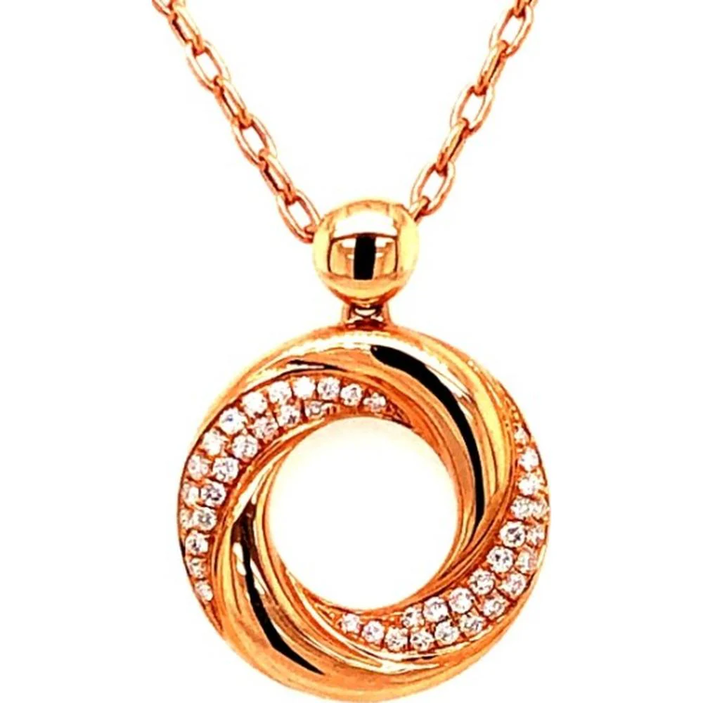 18K Rose Gold Open Circle Pendant Necklace with Diamond Accents by Afarin