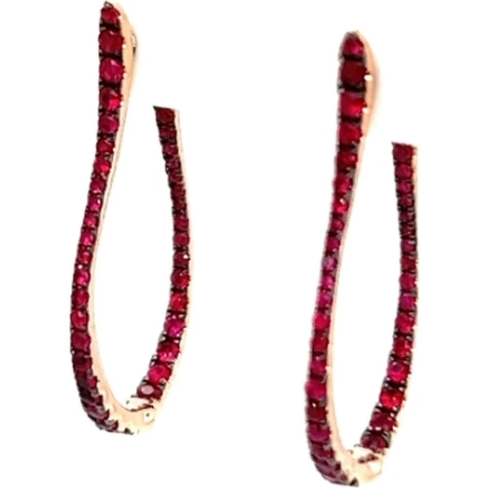 18K Rose Gold Open Drop Earrings with Rubies by Afarin