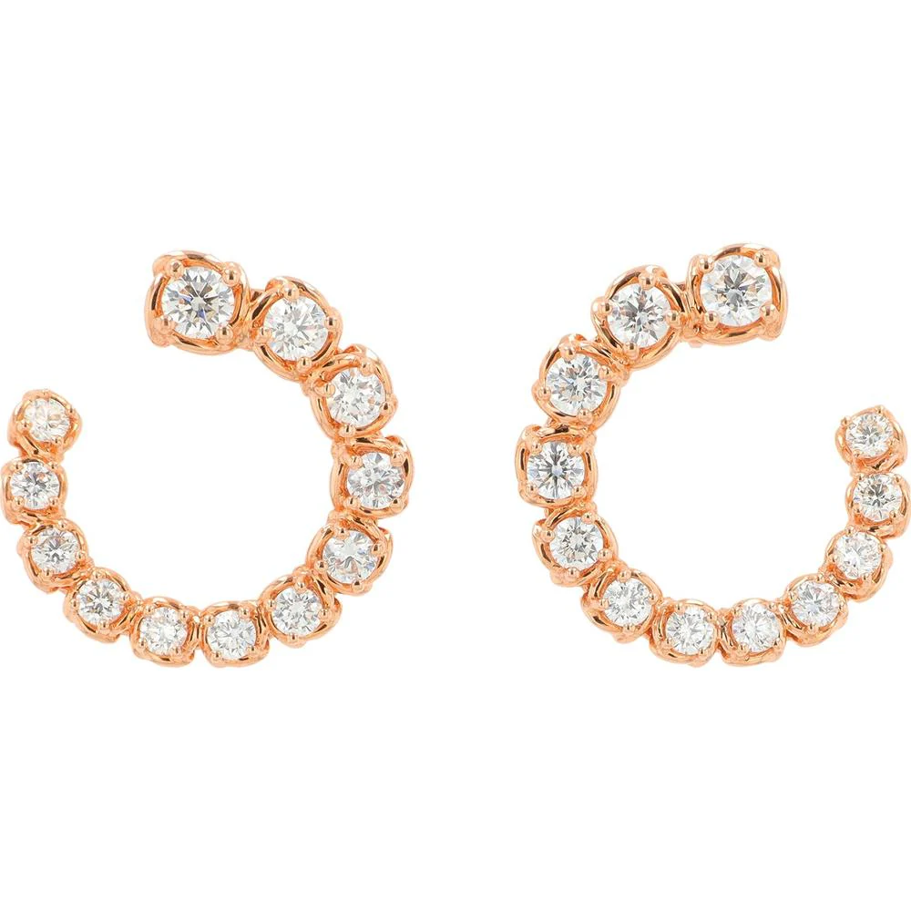 18K Rose Gold Open Hoop Diamond Earrings - 2.08 Carat Total Diamond Weight